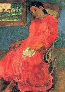 Frau im rotem Kleid Paul Gauguin